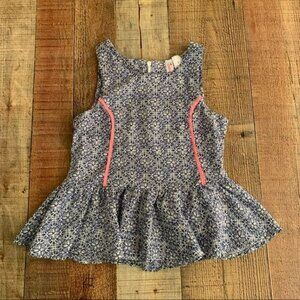 Japna Kids Girl’s size 8 blouse top navy flower geometric print
